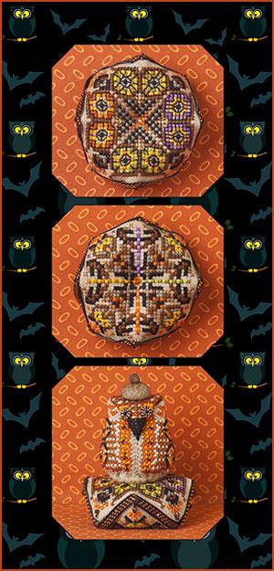 JN298 Tiny Owls Biscornu JN298 Tiny Owls Biscornu
