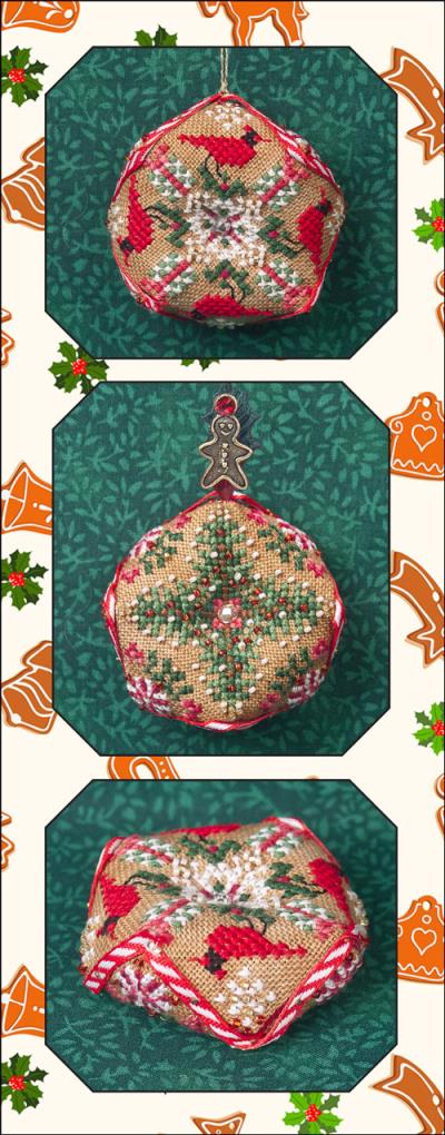 JN284 • Tiny Christmas Biscornu JN284 • Tiny Christmas Biscornu